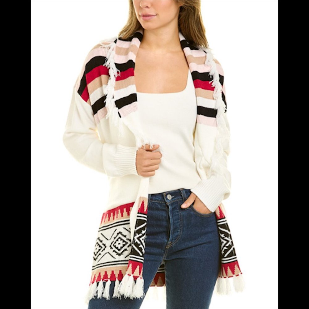 Design History Striped Tassel Sweater Cardigan